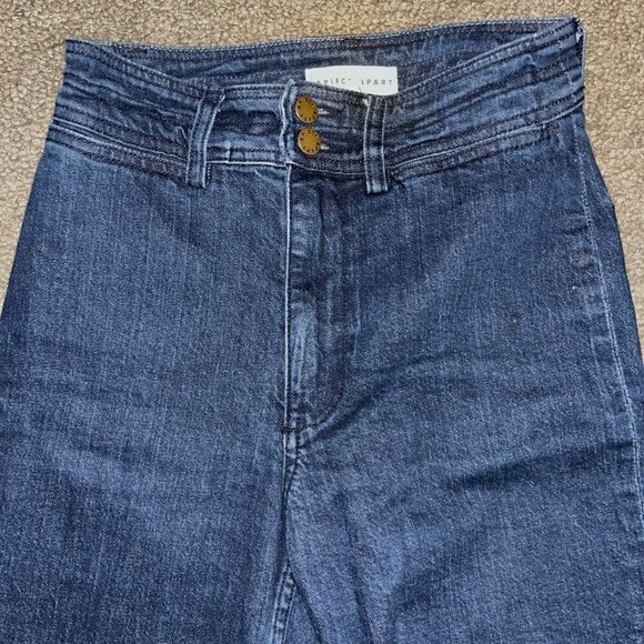 APIECE APART New York Bahia High Waist Straight Leg Dark Wash Blue Jeans EUC - 0 - Picture 2 of 10